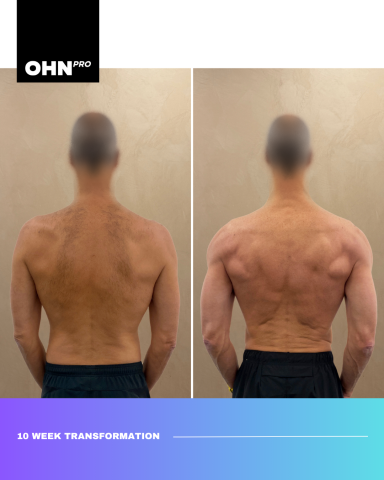 Before and after photos showcasing a 10-week fitness transformation.