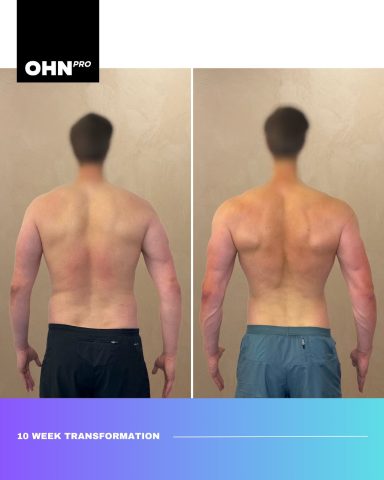 Before and after photos showcasing a 10-week fitness transformation.
